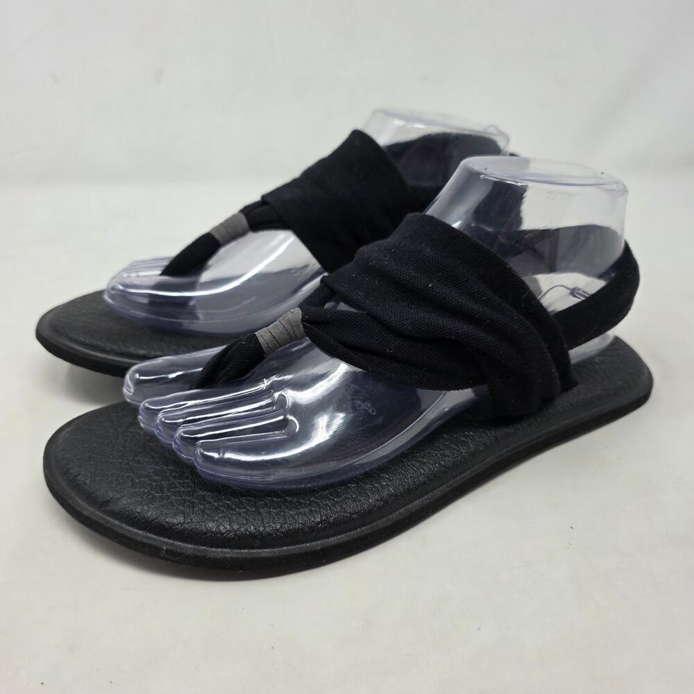 Sanuk Yoga Sling 2 Black Comfort Sandals Stretch Sling Womens Size 8